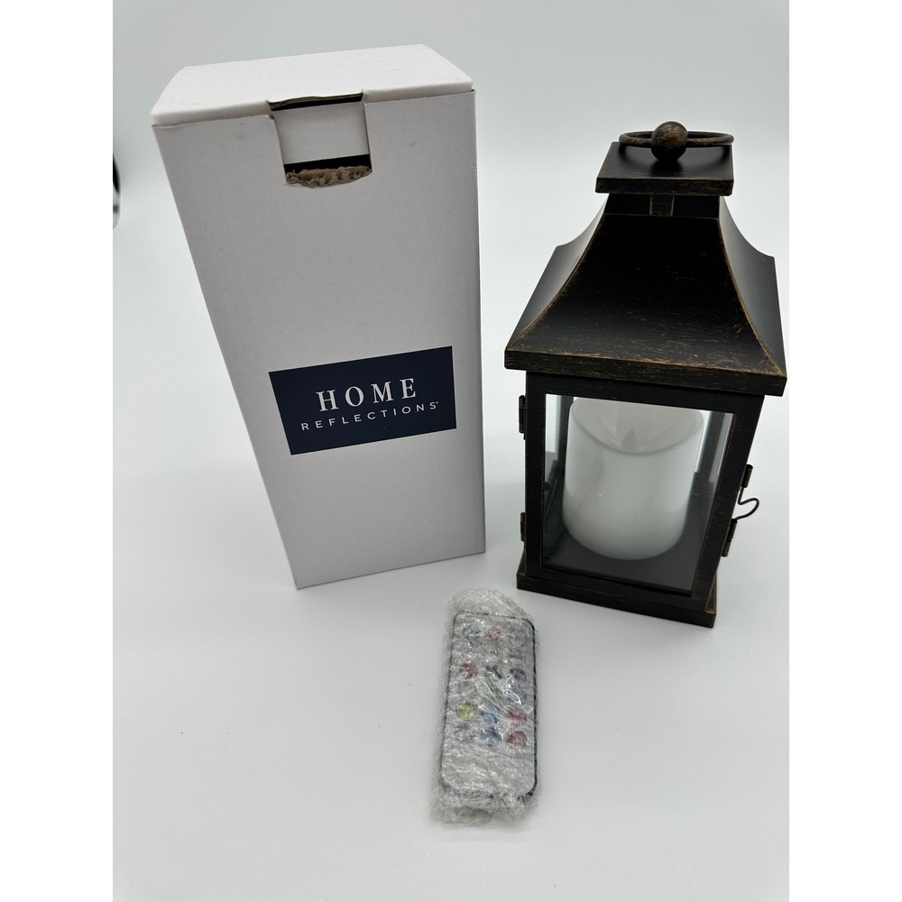 Home Reflections Lantern Candle Remote Bronze‎ 8"